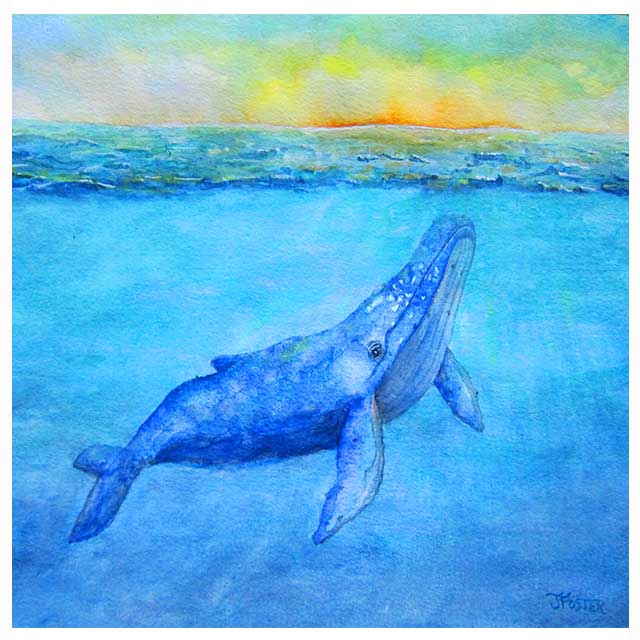 Whale watercolor painting