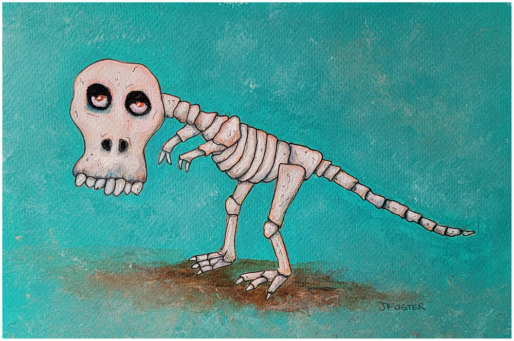 Dinosaur skeleton acrylic painting