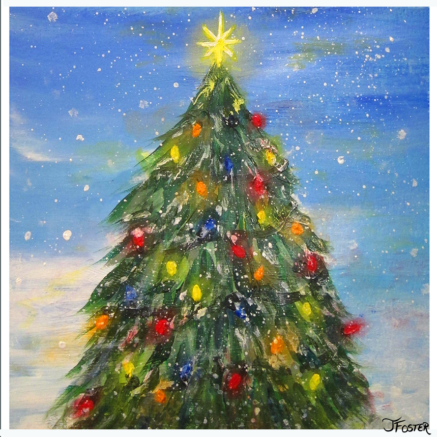 Christmas tree acrylic painting