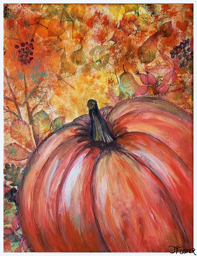 Pumpkin mixed-media painting
