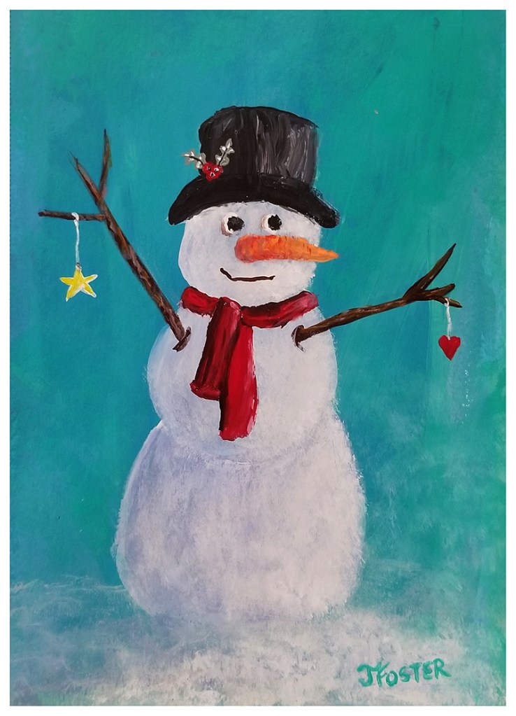 Snowman acrylic painting