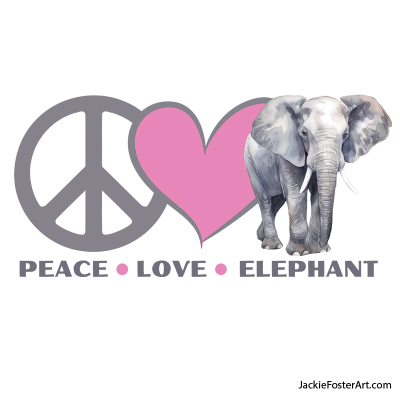Peace Love Elephant print design