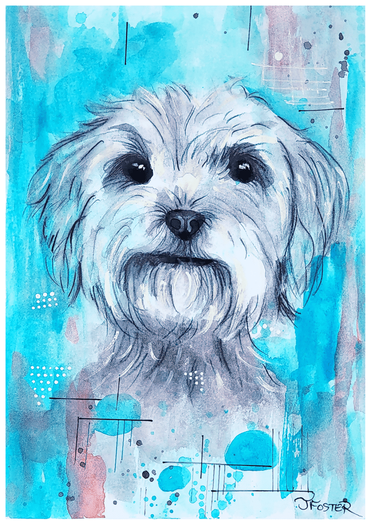 Shih Tzu dog | animal mixed-media painting 
