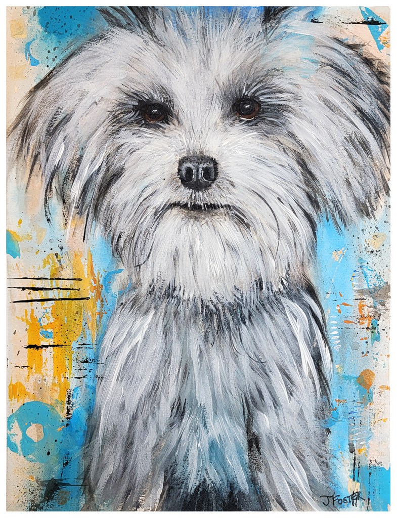 Toy dog breed mixed-media painting
