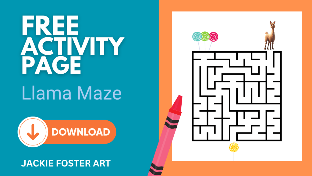 Zany Animals Alphabet Fun book bonus - Llama Lollipop Maze activity sheet