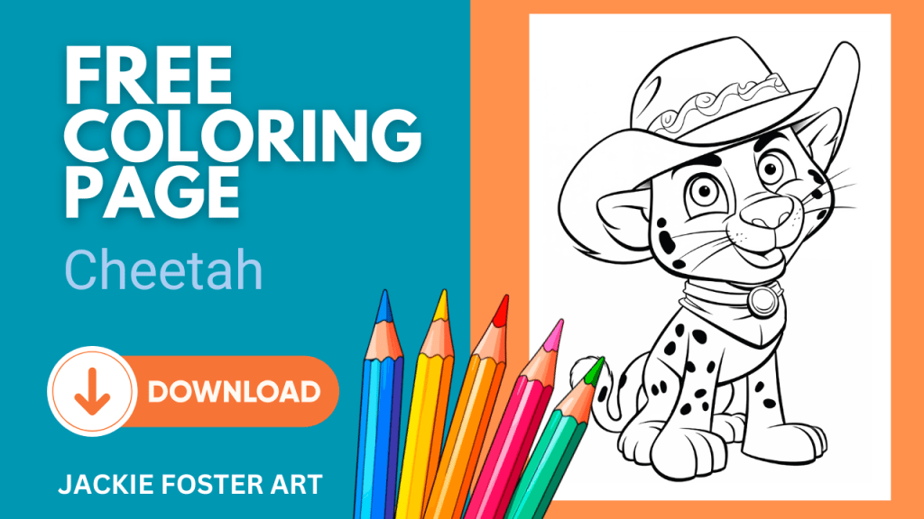 Zany Animals Alphabet Fun book bonus - Cheetah coloring page