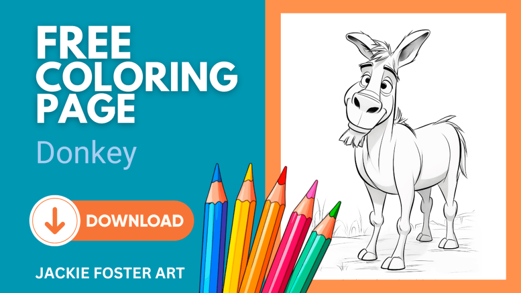 Zany Animals Alphabet Fun book bonus - Donkey coloring page