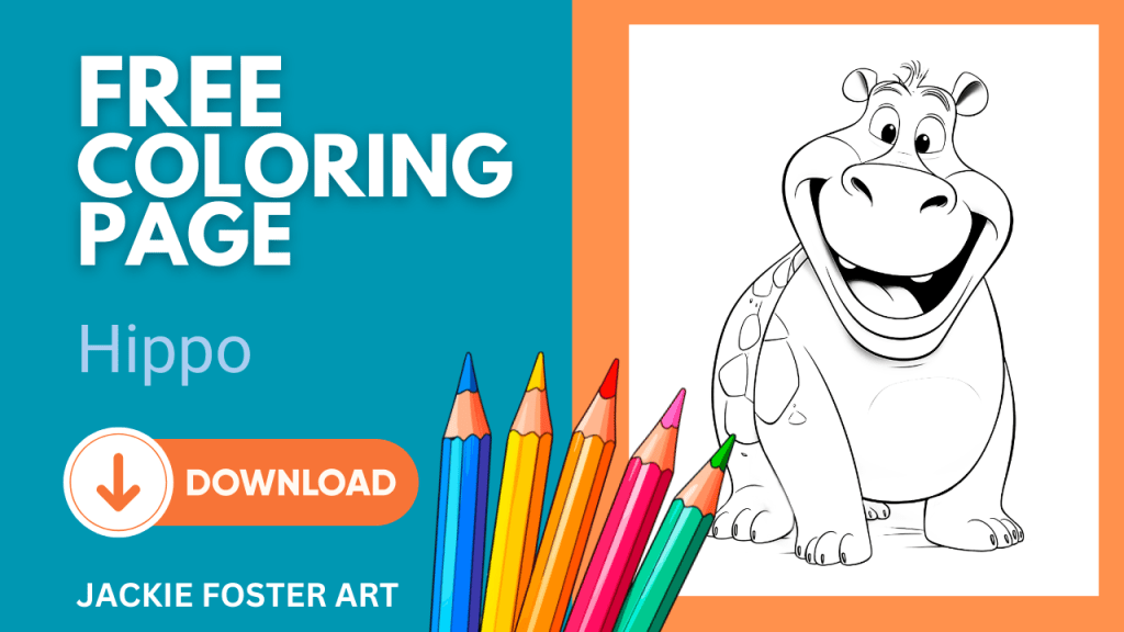 Zany Animals Alphabet Fun book bonus - Hippo coloring page