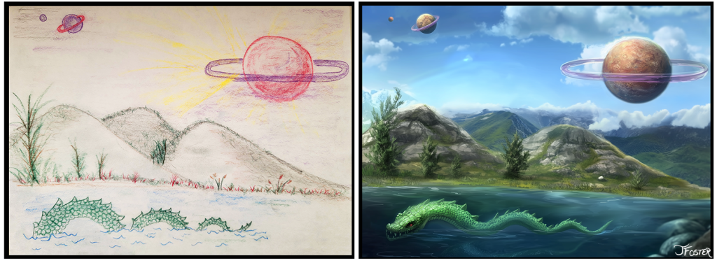 Reimagined drawing from early 20s as an in-depth scene