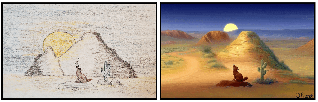 Reimagined drawing from early 20s as an in-depth scene