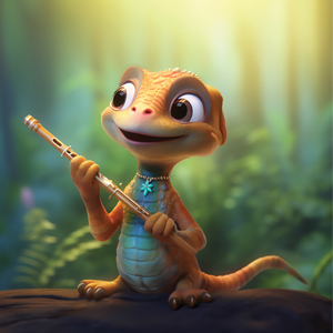 A newt who plays a nose flute!