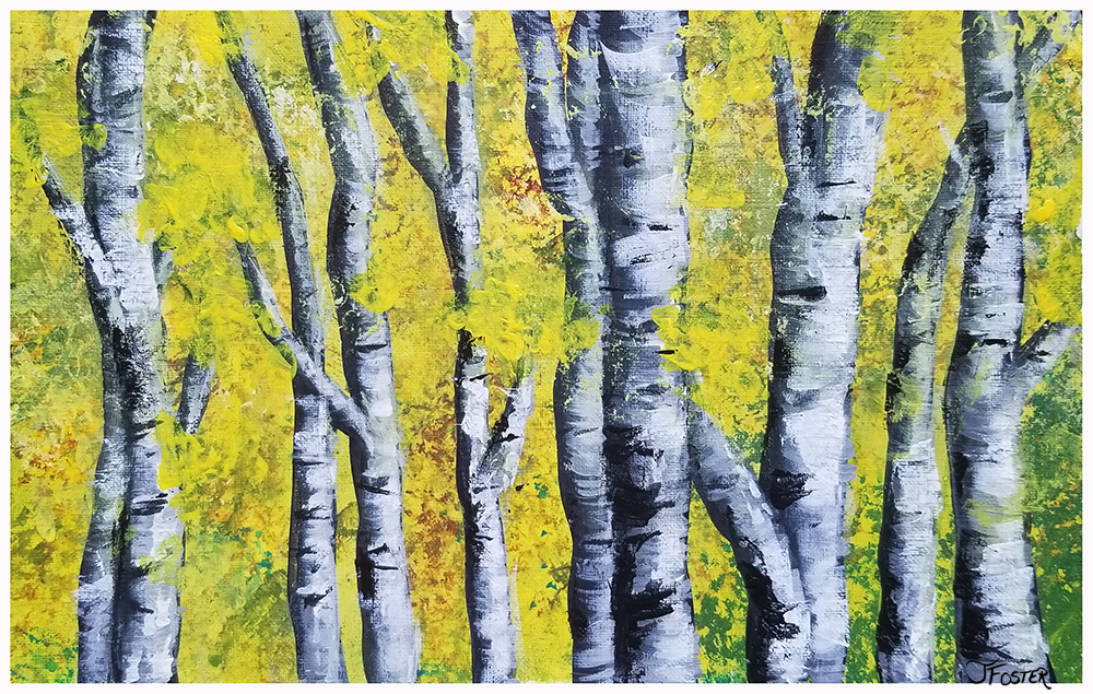 Birch trees acrylic painting