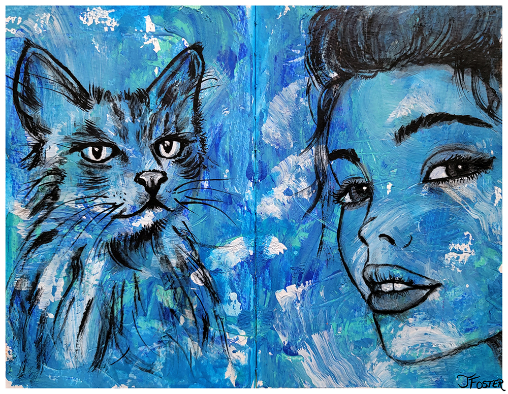 Daydreaming in Blue - A Sketchbook Spread | Jackie Foster Art